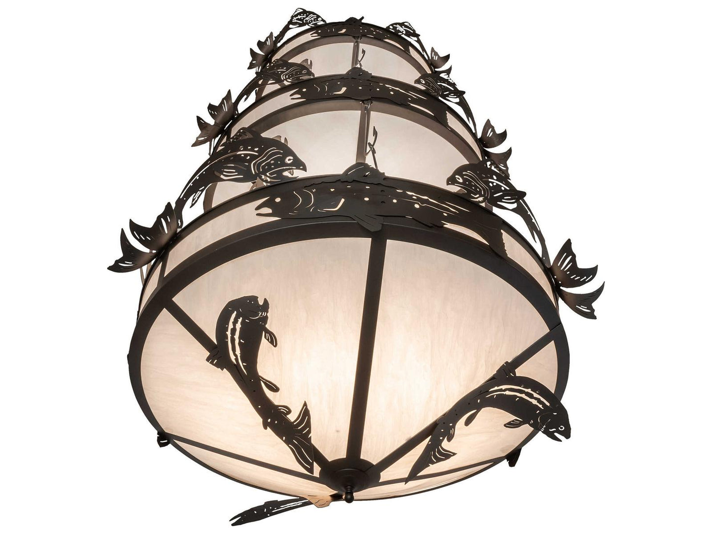 Meyda 18-Light Catch of the Day Black Tiered Chandelier