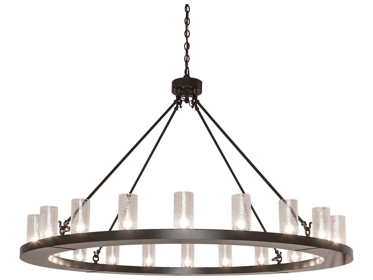Meyda Loxley 20-Light Timeless Bronze Chandelier with Clear Seeded Glass Cylinders
