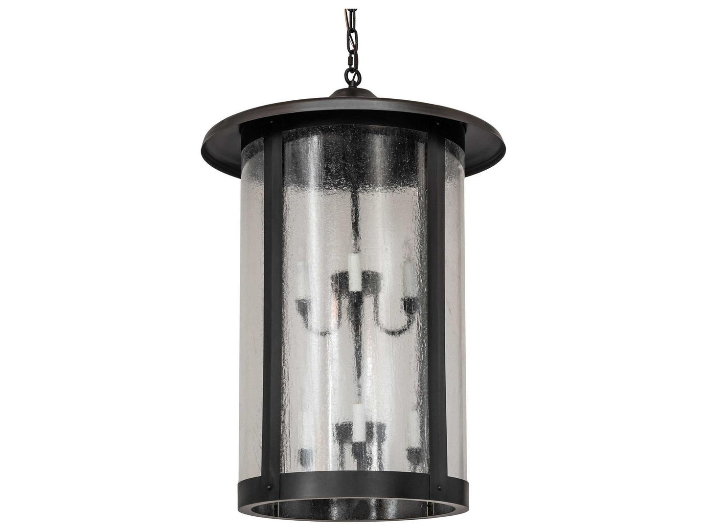 Meyda Fulton 8-Light Craftsman Tiered Chandelier with Brown Glass Cylinders