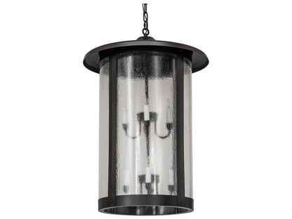 Meyda Fulton 8-Light Craftsman Tiered Chandelier with Brown Glass Cylinders