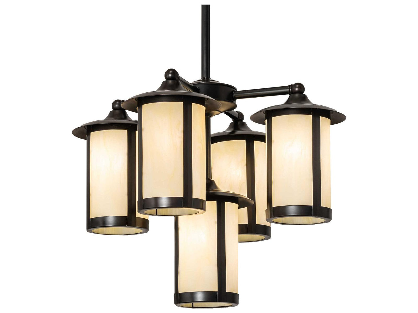 Meyda Fulton 5-Light Cylinder Lantern Chandelier in Craftsman Brown