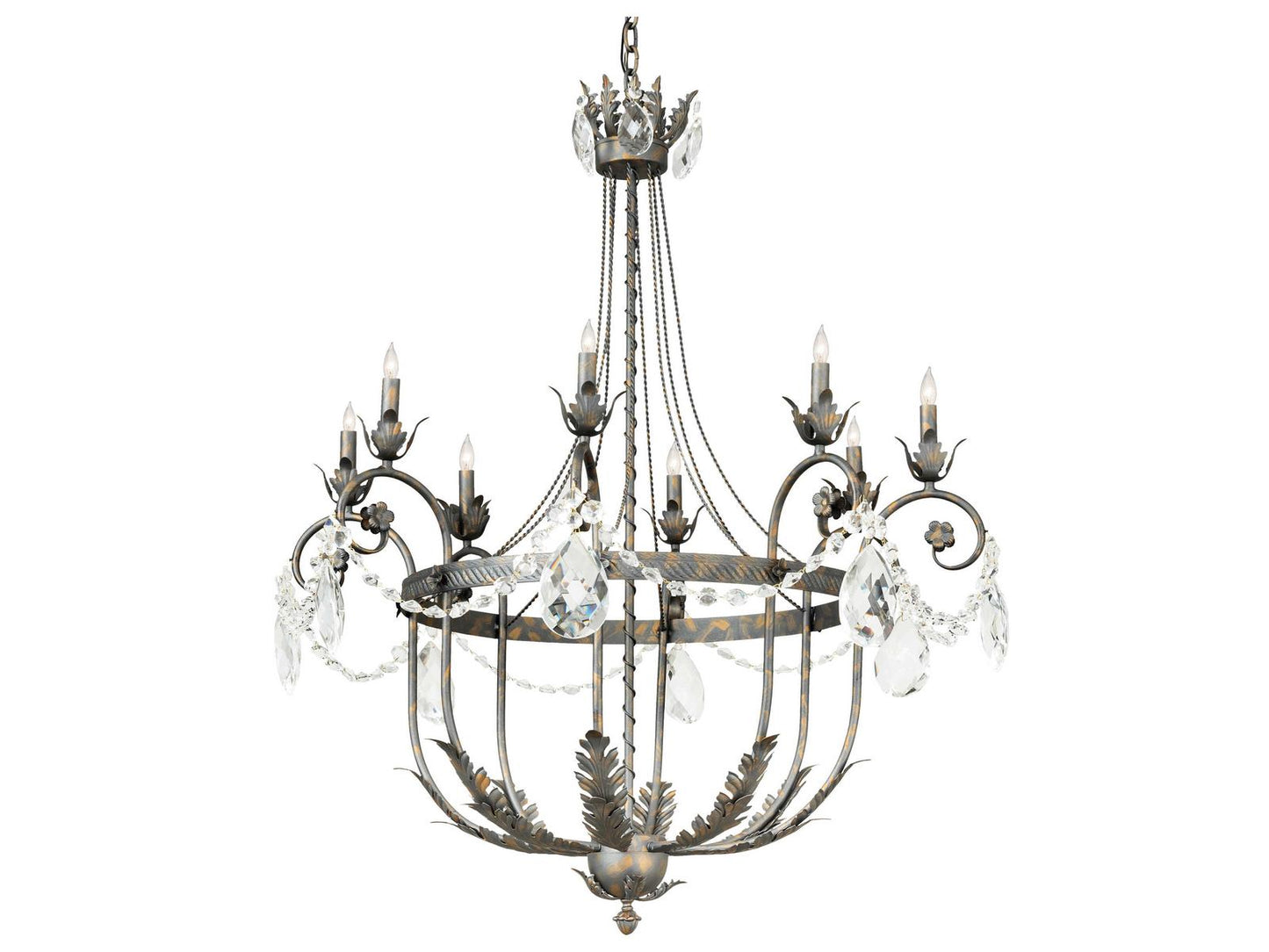 Meyda Antonia 8-Light Crystal Gold Chandelier with French Bronze Accents