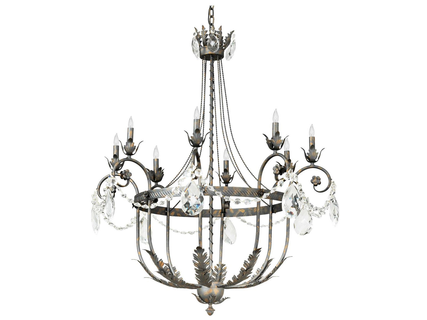Meyda Antonia 8-Light Crystal Gold Chandelier with French Bronze Accents