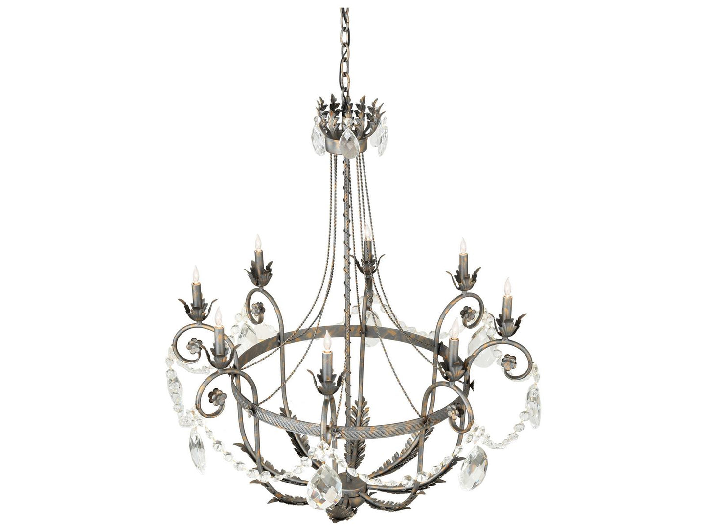 Meyda Antonia 8-Light Crystal Gold Chandelier with French Bronze Accents