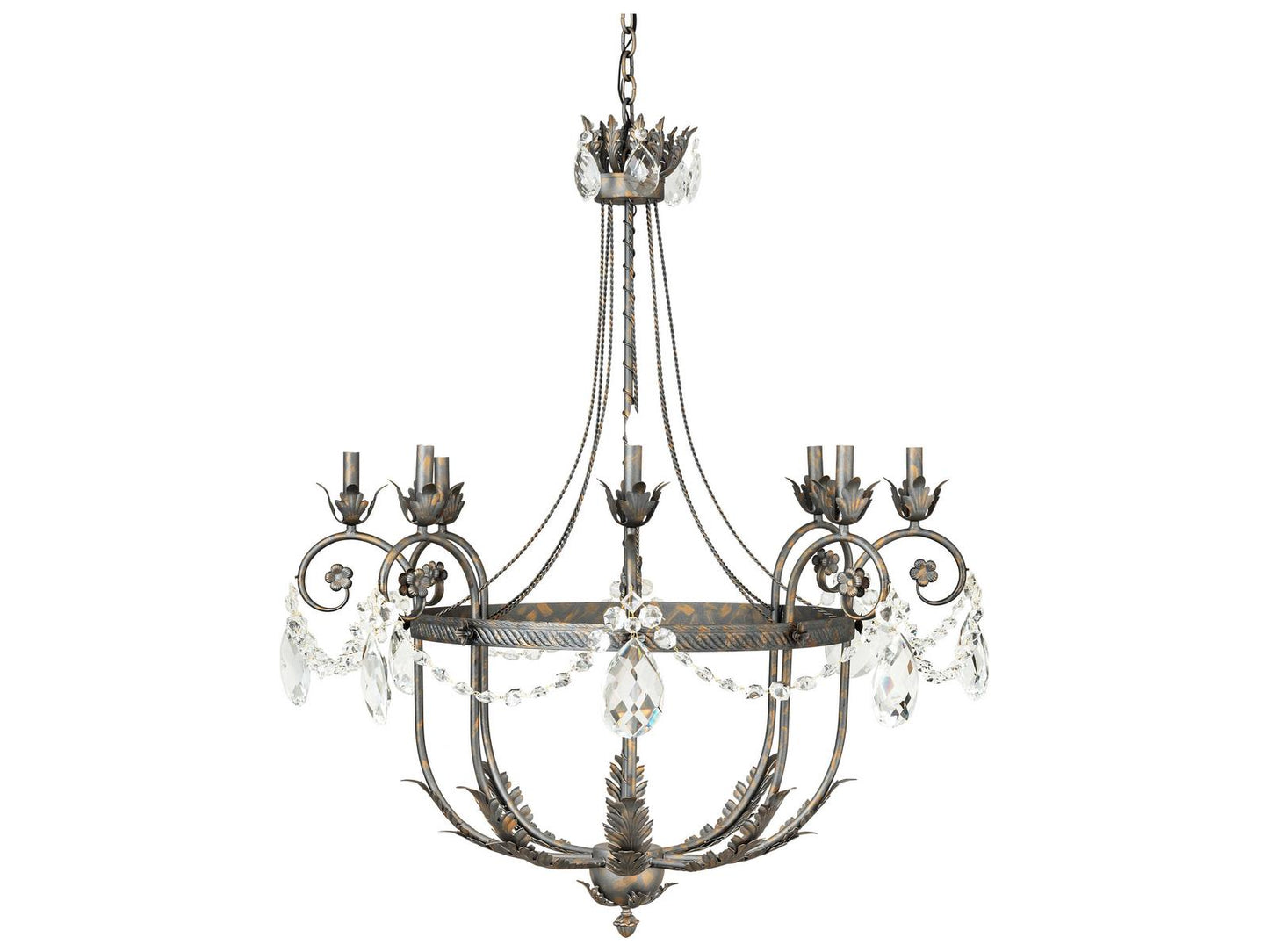 Meyda Antonia 8-Light Crystal Gold Chandelier with French Bronze Accents