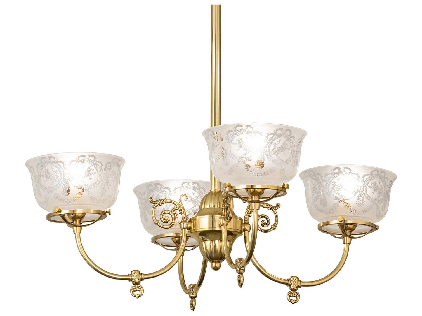 Meyda 4-Light Revival Gas And Electric Chandelier in Polished Brass