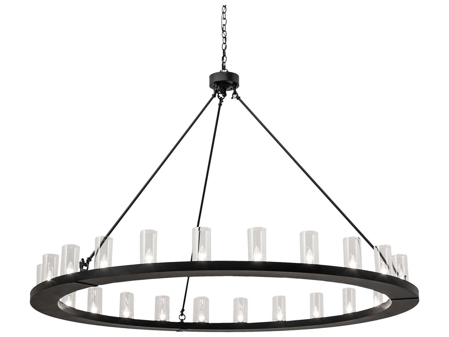 Meyda Loxley 24-Light Cylinder Chandelier in Textured Black with Clear Glass