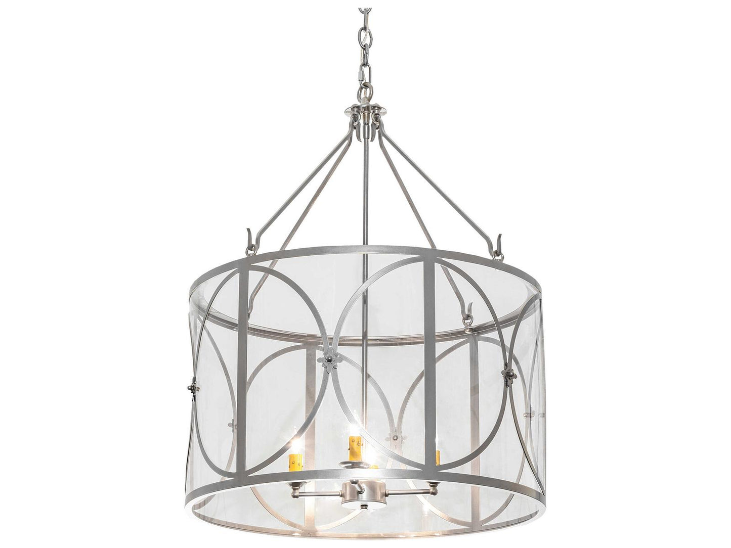 Meyda Penelope 4-Light Nickel Glass Chandelier with Candelabra Sockets