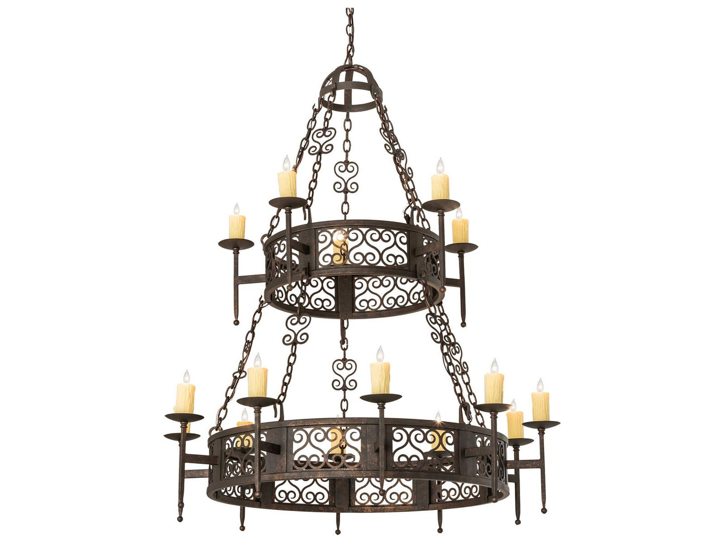 Meyda Toscano 15-Light Candelabra Chandelier in Brown