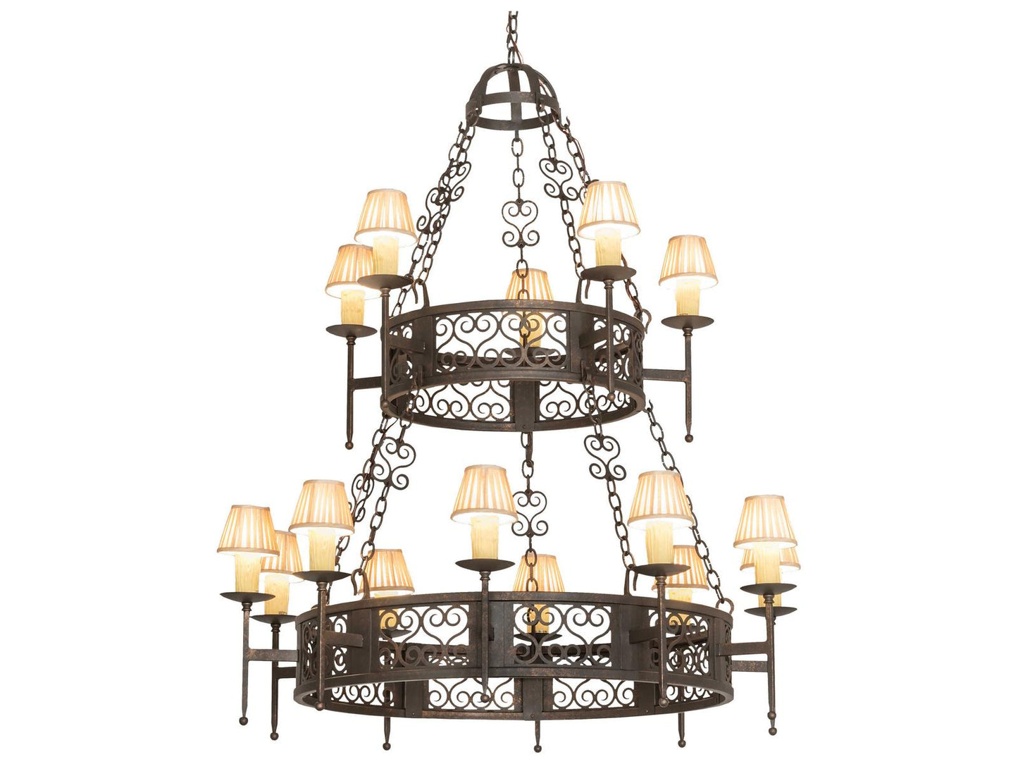 Meyda Toscano 15-Light Brown Tiered Chandelier with Faux Candlelights