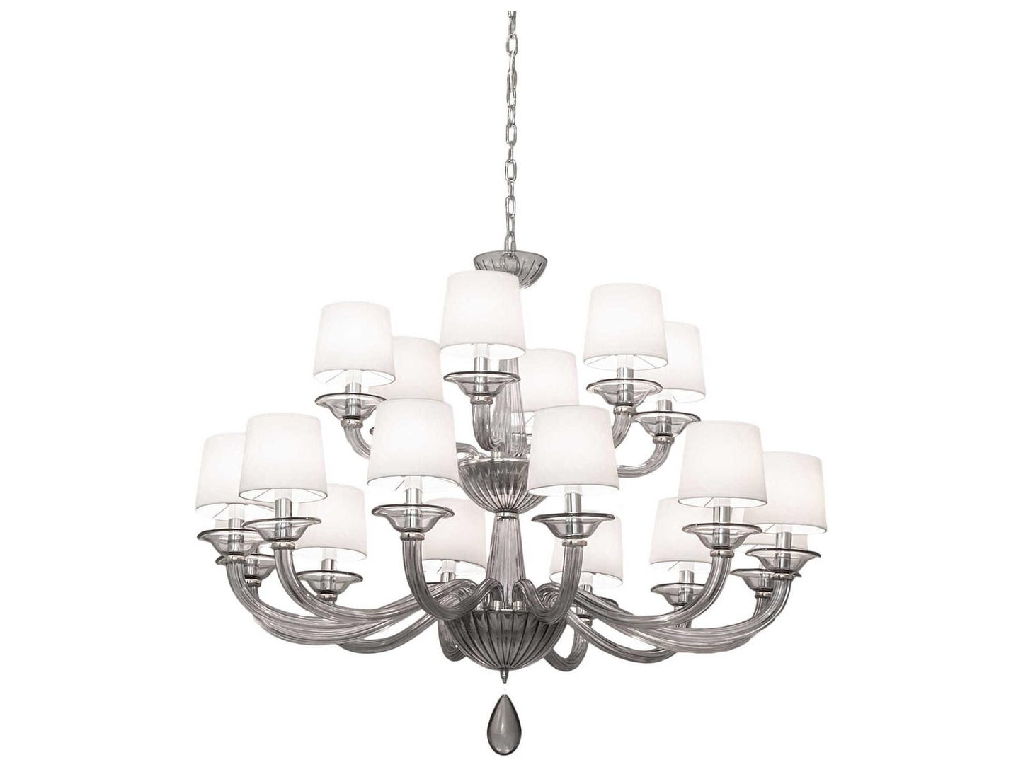 Meyda Lighting 18-Light Murano Almaden LED Chandelier in Polished Nickel with Smoked Glass