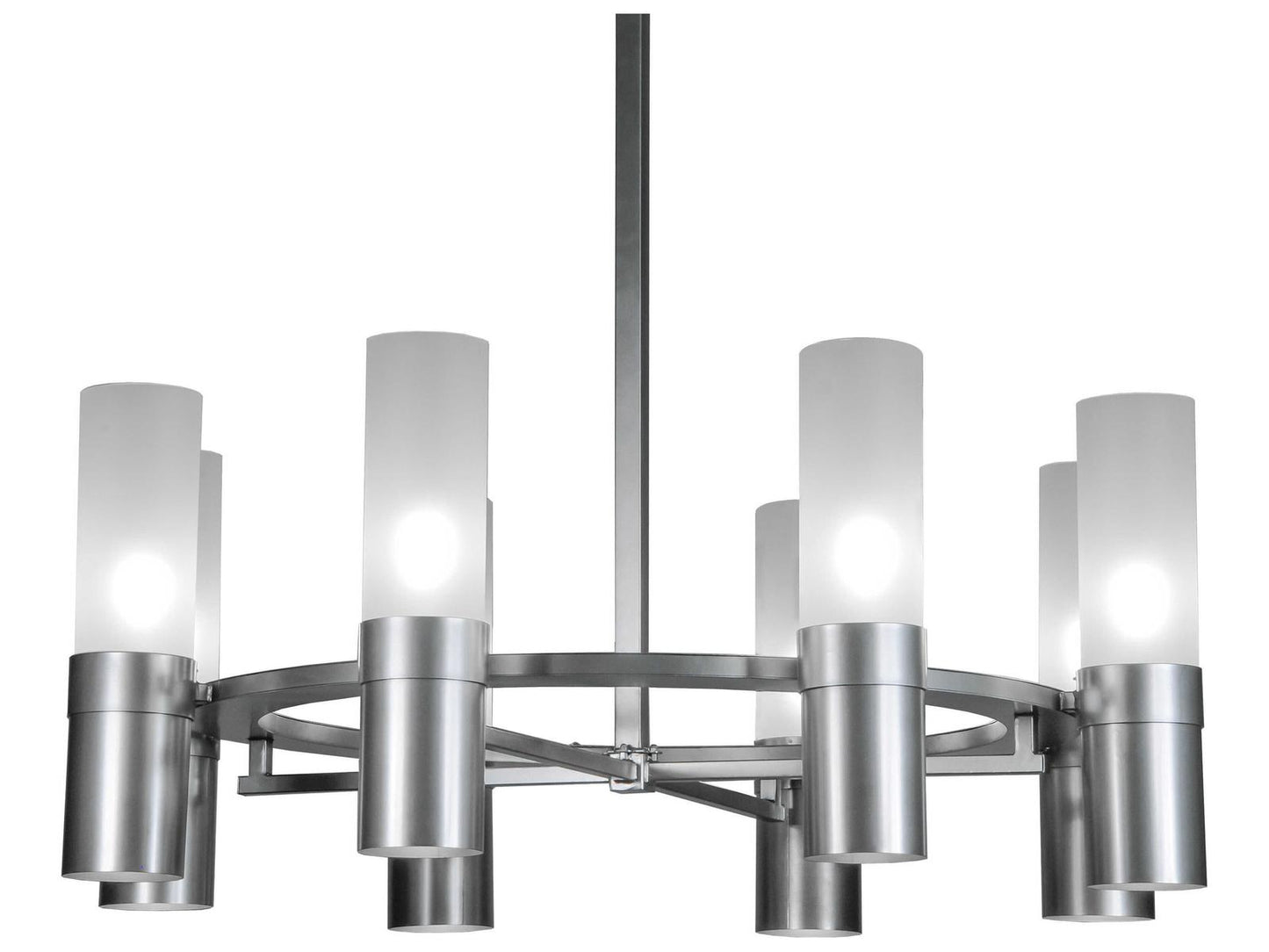 Meyda Farmington 16-Light Nickel Glass Cylinder Chandelier
