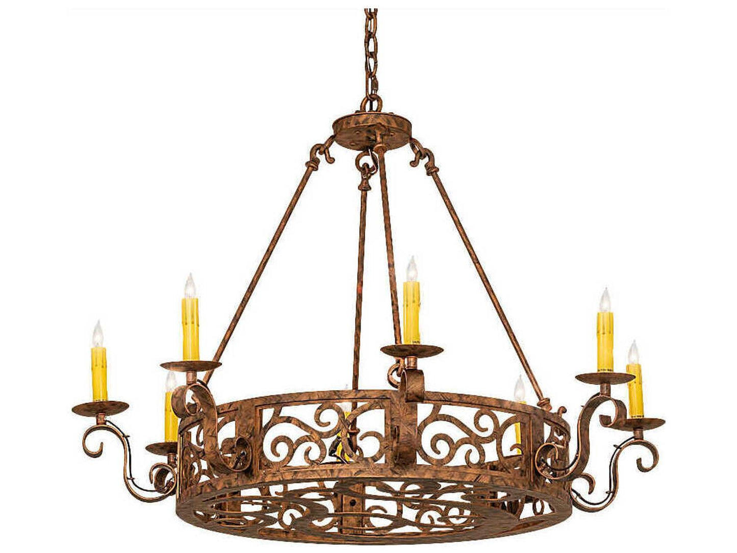 Meyda Delano 8-Light Candelabra Chandelier in Spanish Gold