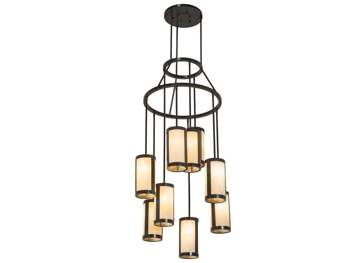 Meyda Cartier 9-Light Transitional Cylinder Chandelier in Timeless Bronze
