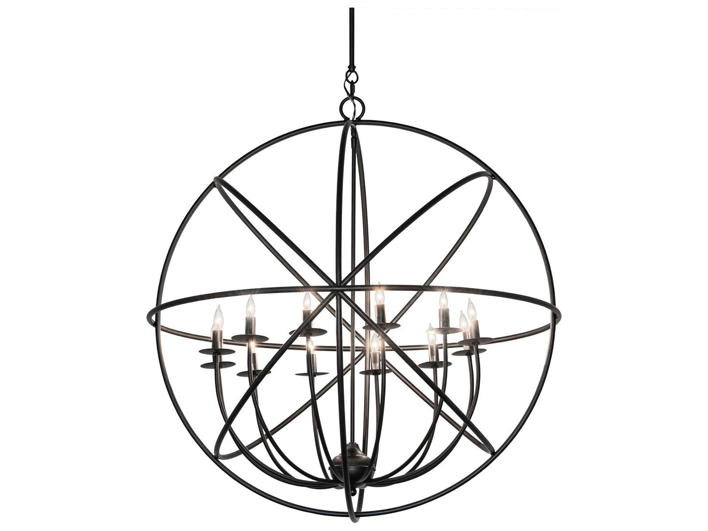 Meyda Atom Enerjisi 12-Light Candelabra Geometric Chandelier in Solar Black