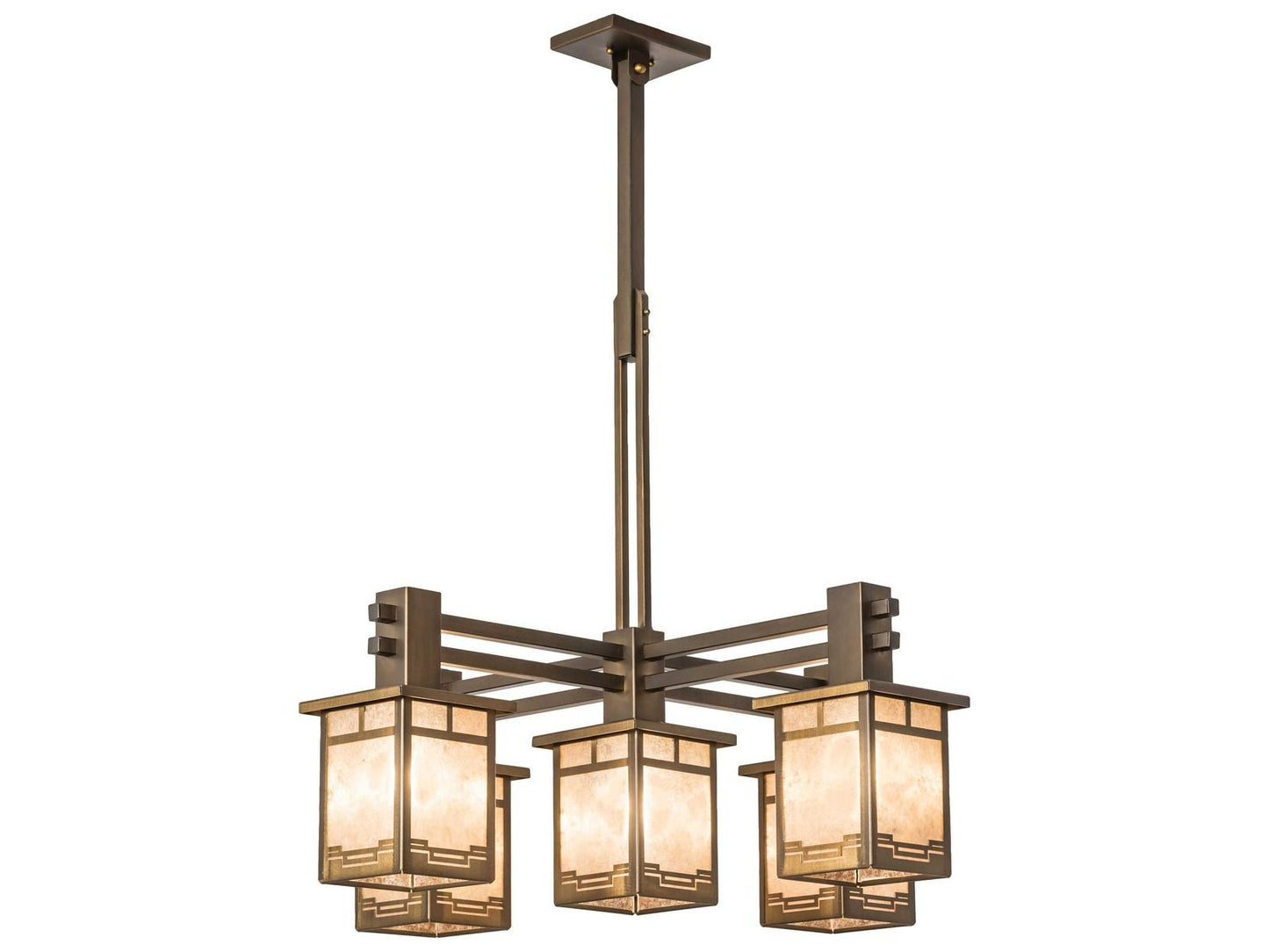 Meyda Roylance 5-Light Chandelier with Silver Mica Panels in Antique Copper