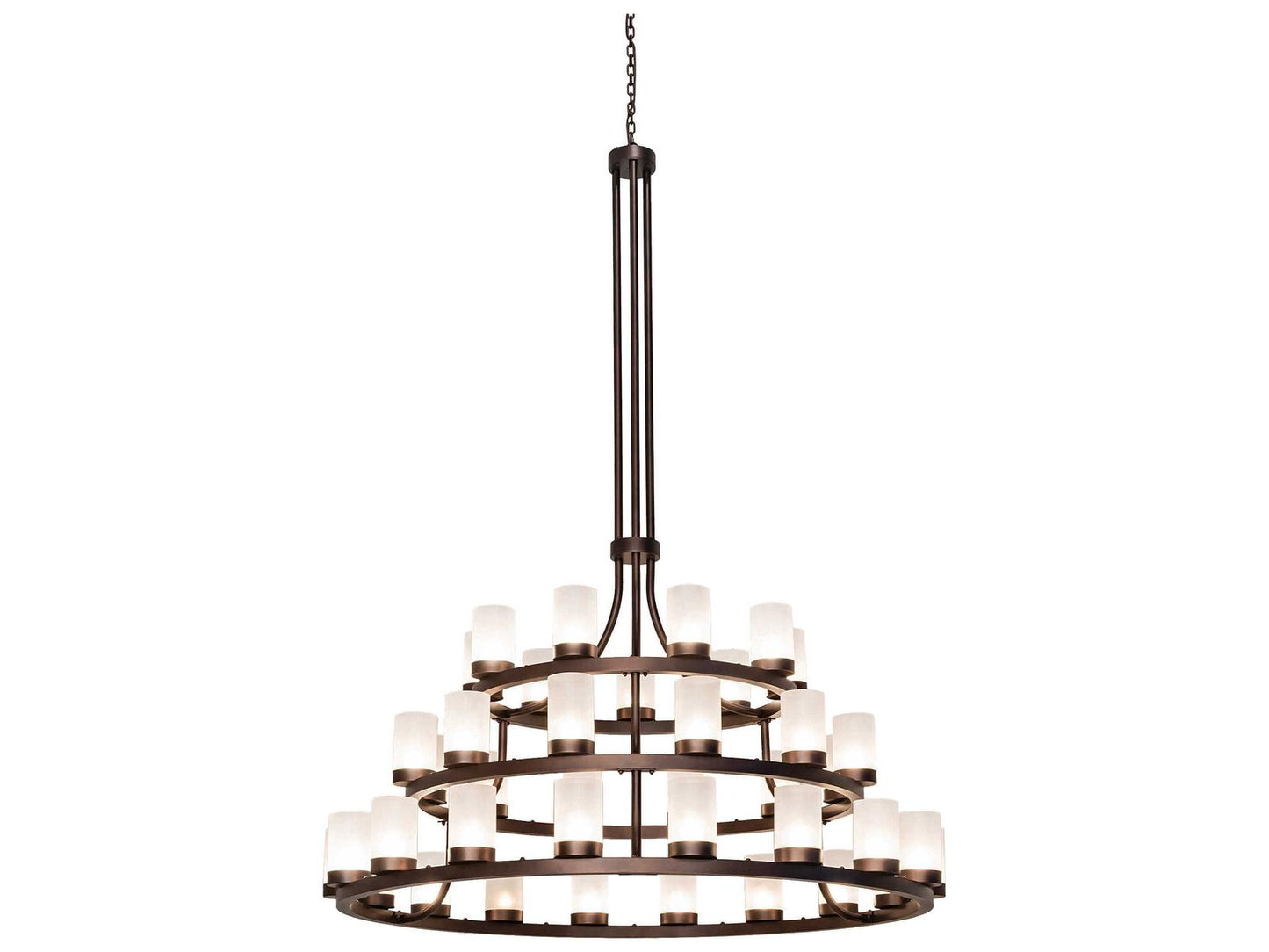 Meyda Loxley 39-Light Tiered Chandelier in Mahogany Bronze with Glass Cylinders