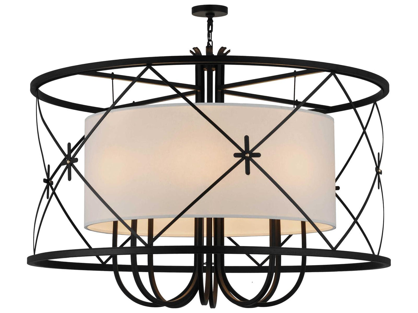 Meyda Penelope 8-Light Black Chandelier with Sahara Taupe Cylindres