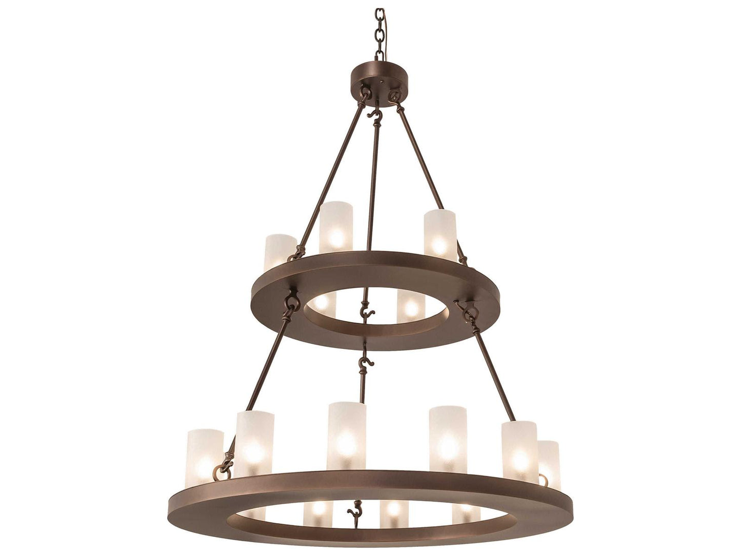 Meyda Loxley 18-Light Chandelier in Mahogany Bronze with Glass Cylinders