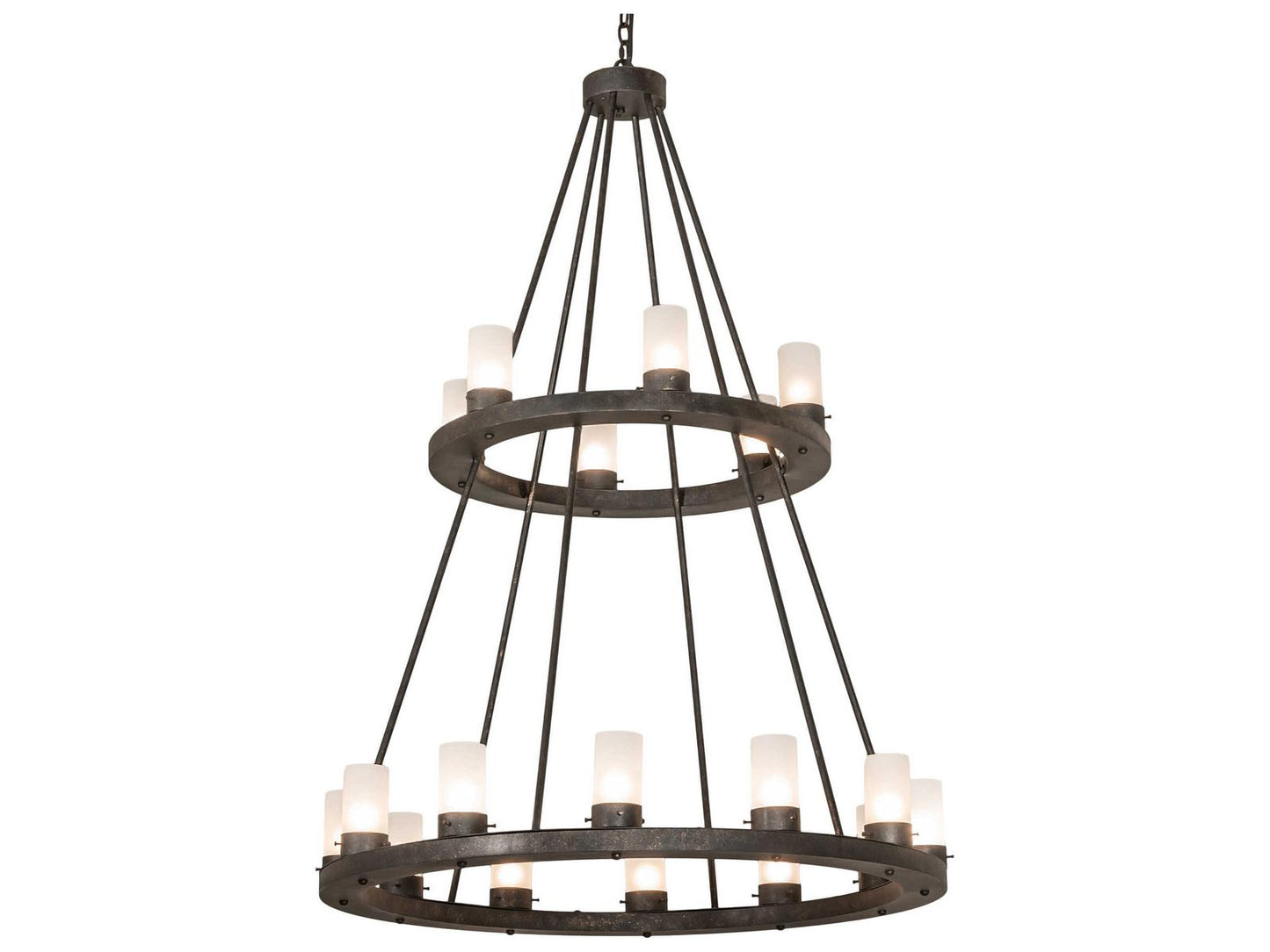 Meyda Loxley 18-Light Frosted Glass Cylinder Tiered Chandelier in Golden Bronze