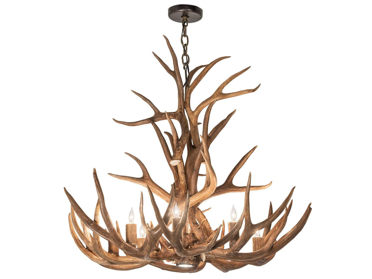 Meyda Antlers 9-Light Elk and Mule Deer Chandelier in Antique Copper Finish