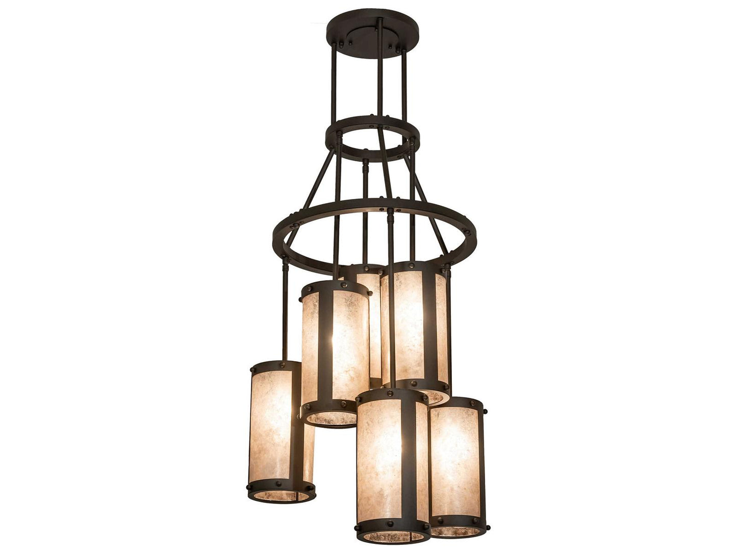Meyda Cartier 6-Light Two-Tier Cascading Chandelier in Oil Rubbed Bronze