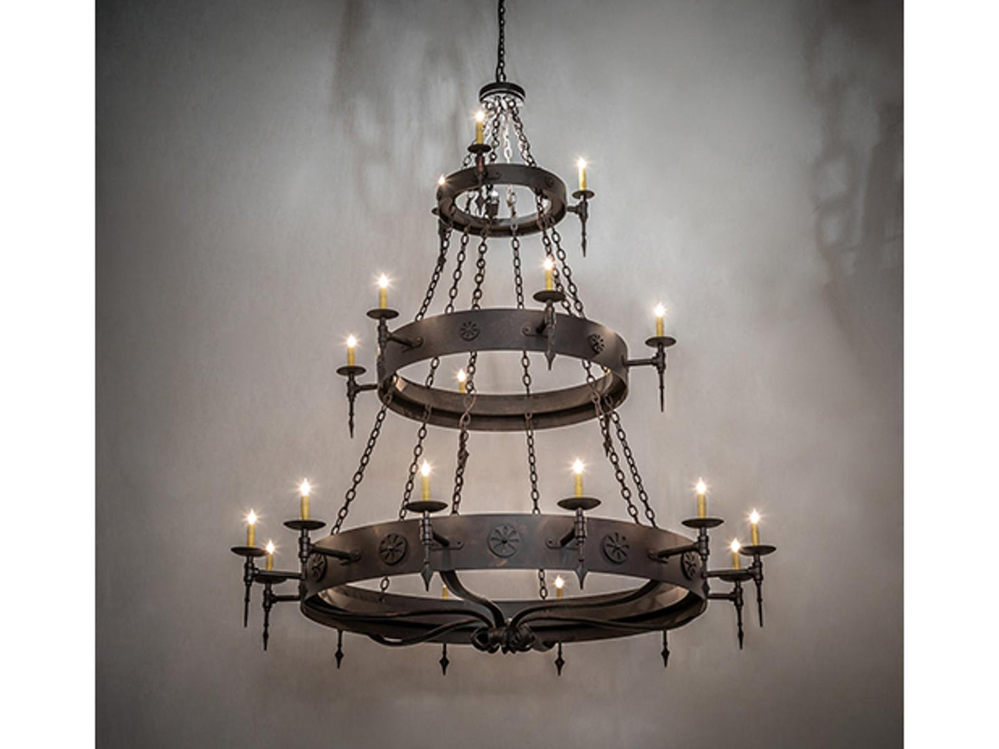 Meyda Warwick 21-Light Candelabra Tiered Chandelier in Chocolate Black