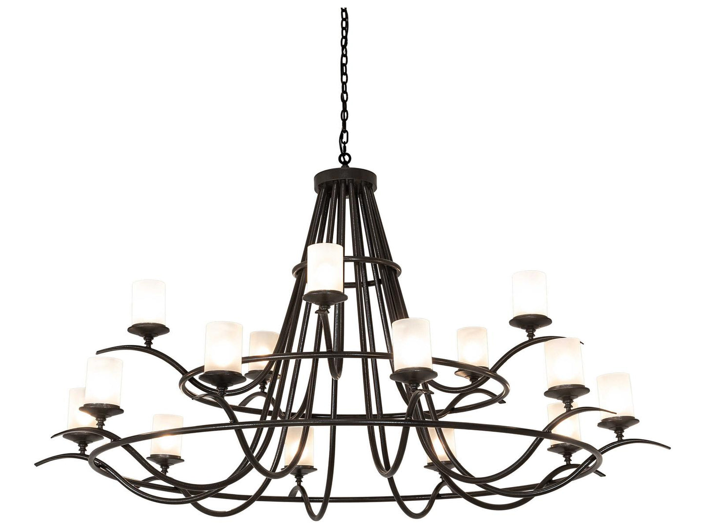 Meyda Octavia 15-Light Chandelier Timeless Bronze Glass LED Cylinder