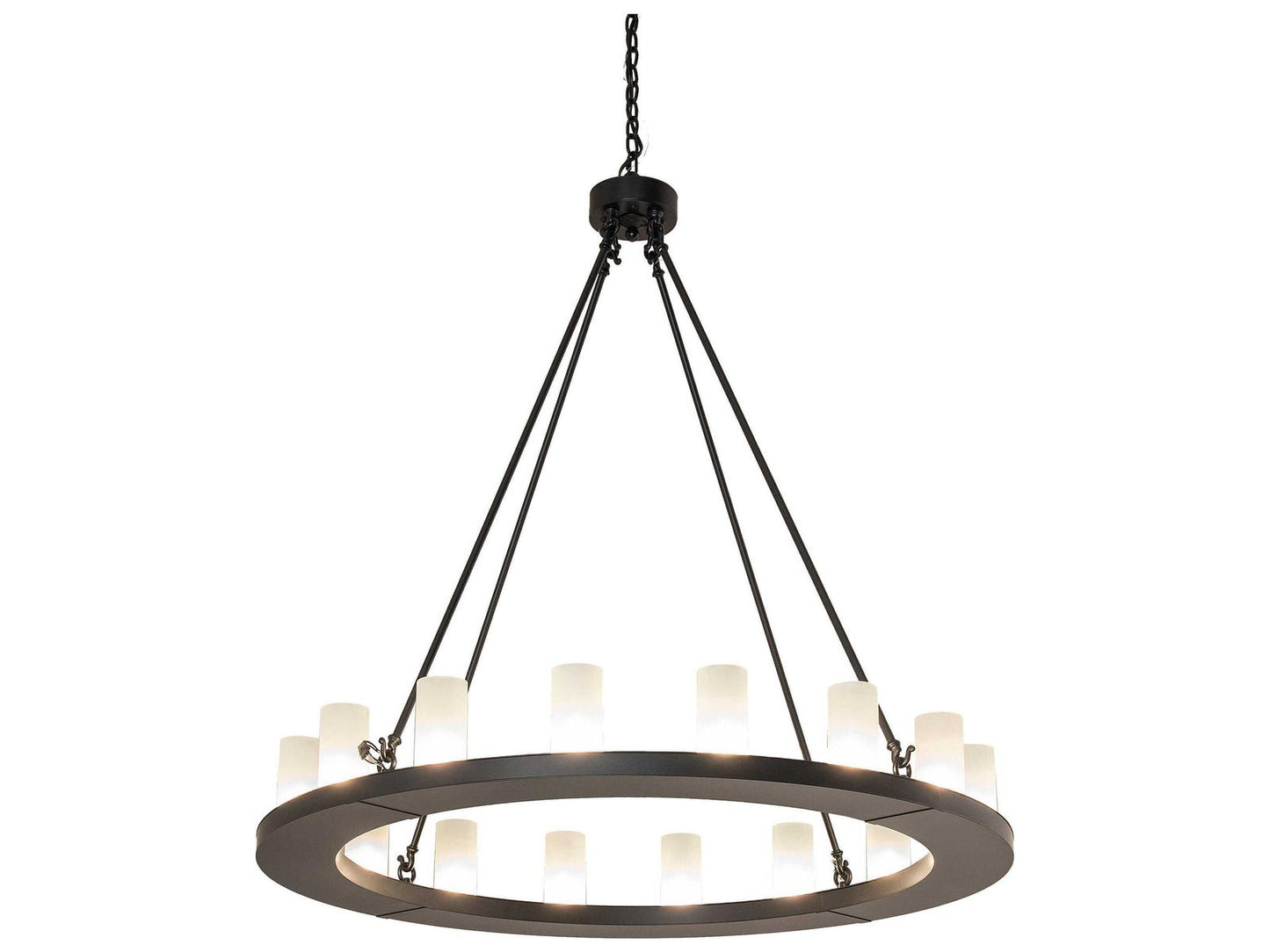 Meyda Loxley 16-Light Blackwash Steel Clear Frosted Glass Cylinder Chandelier