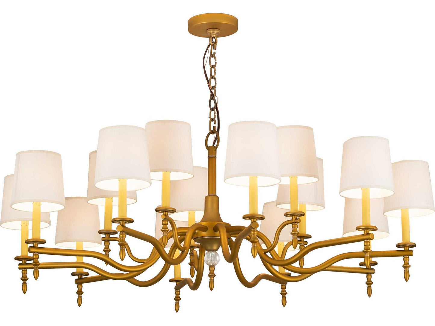 Meyda Tiffany Toby 15-Light Chandelier in Matte Gold Over Chrome