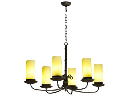 Meyda Atria 6-Light Oblong Chandelier with Ivory Idalight Cylindre Shades
