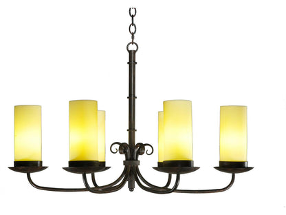 Meyda Atria 6-Light Oblong Chandelier with Ivory Idalight Cylindre Shades