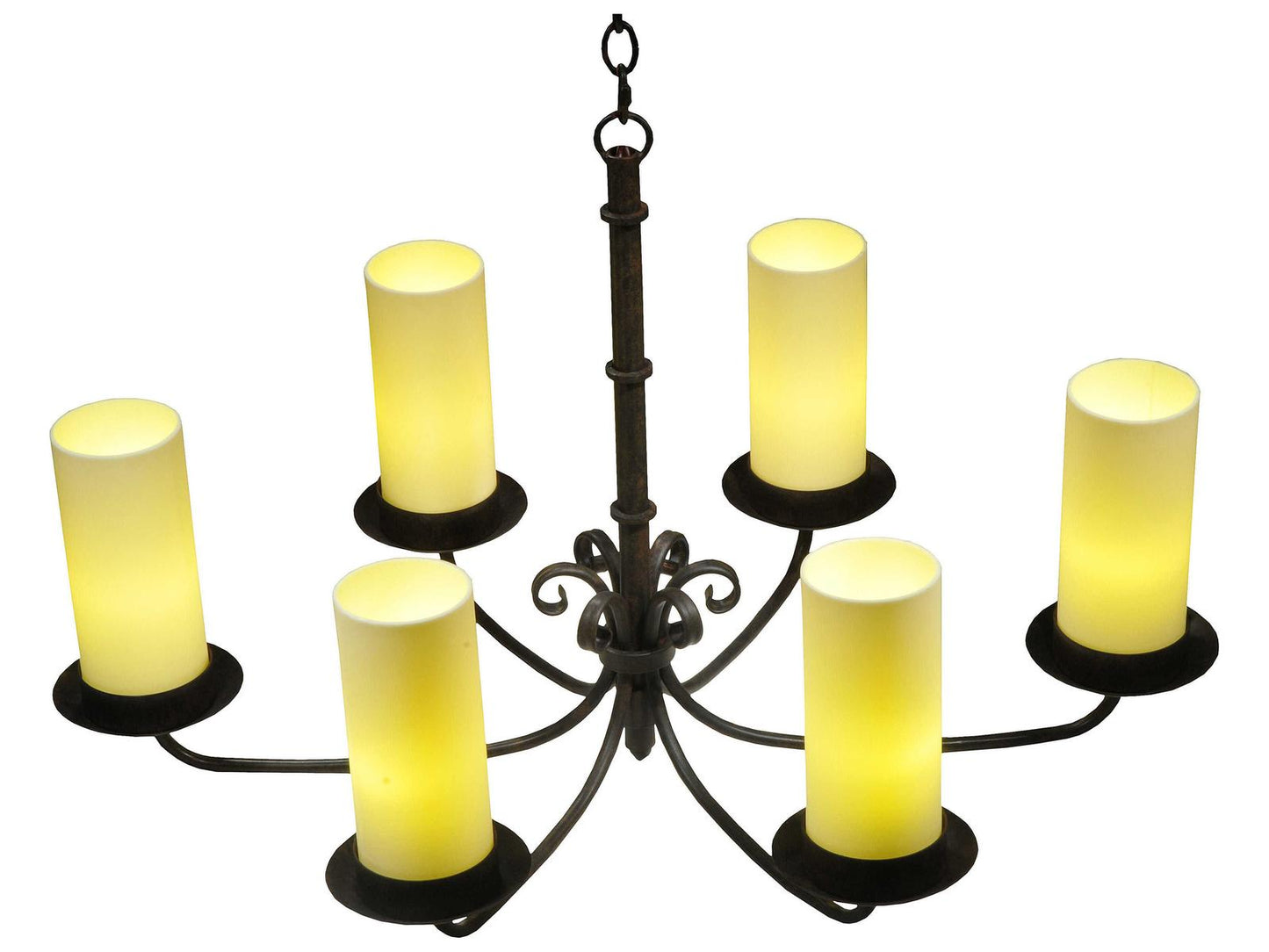 Meyda Atria 6-Light Oblong Chandelier with Ivory Idalight Cylindre Shades
