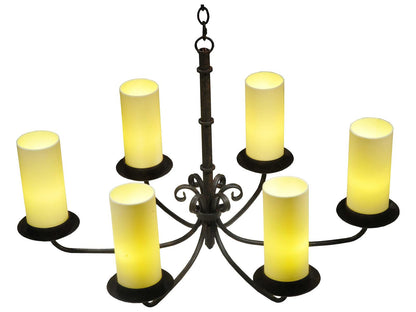 Meyda Atria 6-Light Oblong Chandelier with Ivory Idalight Cylindre Shades