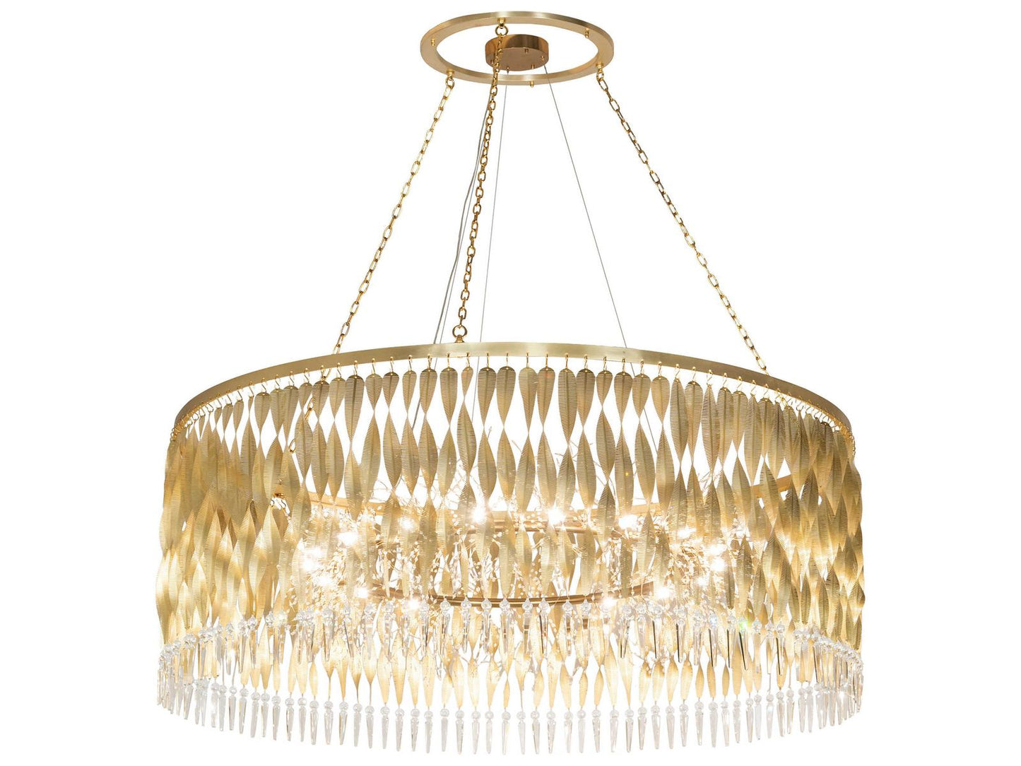 Meyda Sterling Ridge 18-Light Crystal Chandelier in Satin Brass