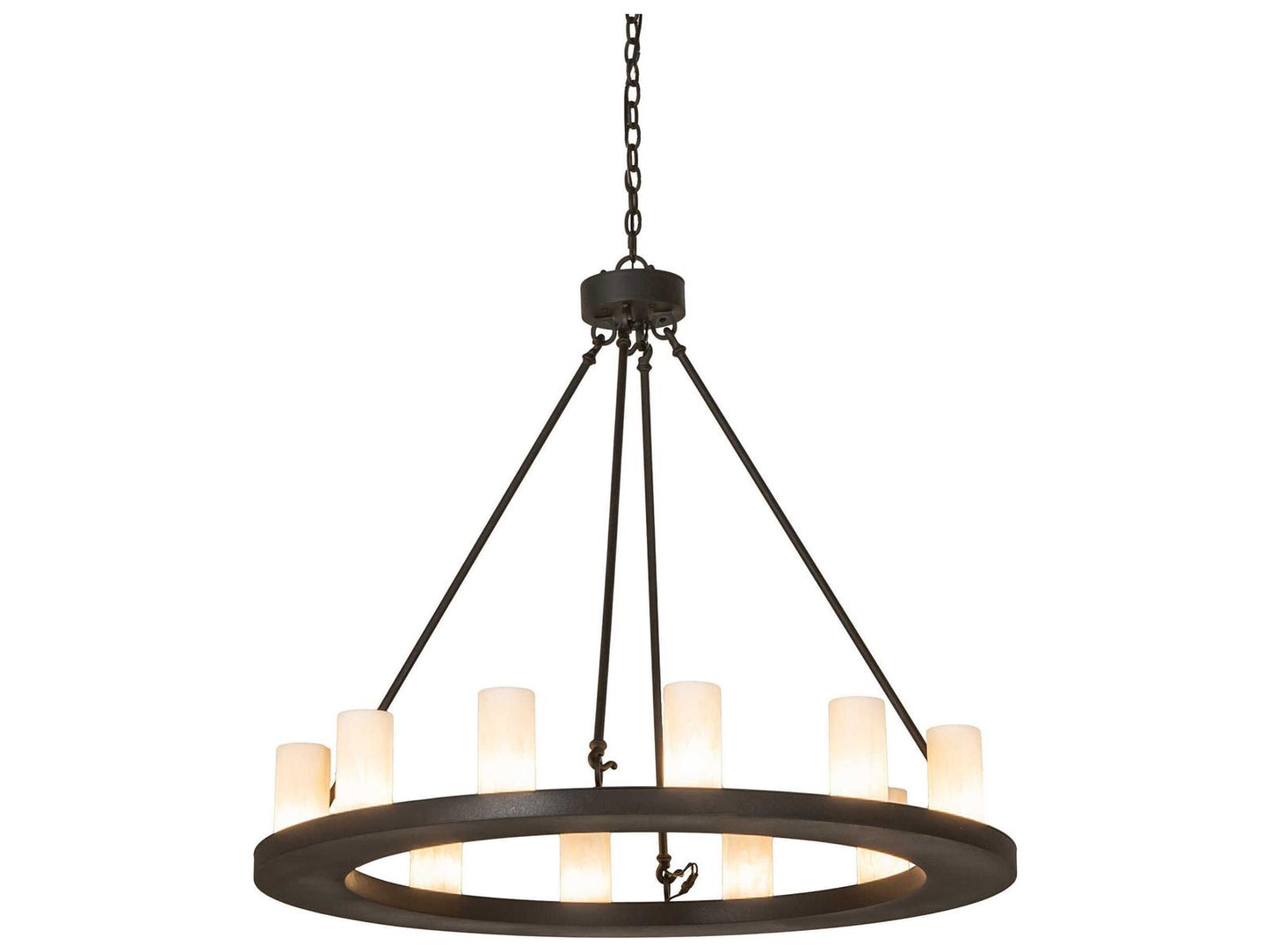 Meyda Loxley 12-Light Chandelier with Creme Carrare Idalight in Chestnut