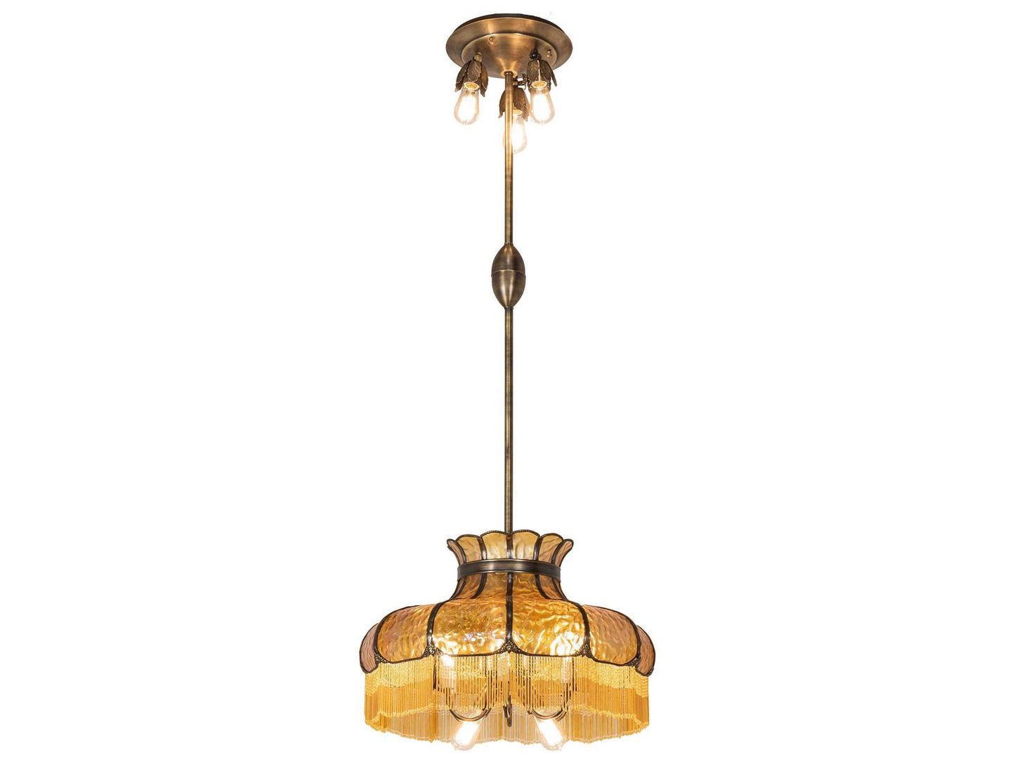 Meyda 5 6-Light Antique Mahogany Bronze Glass Chandelier