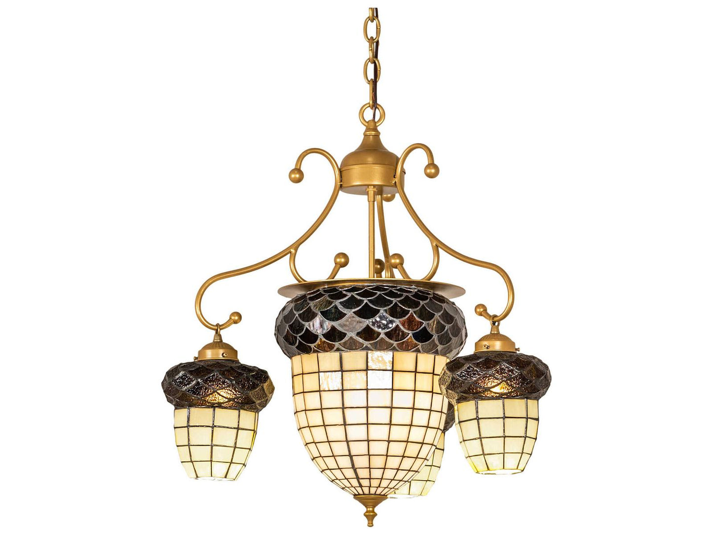 Meyda Acorn 2 5-Light Tiffany Chandelier with Goldtastic Finish