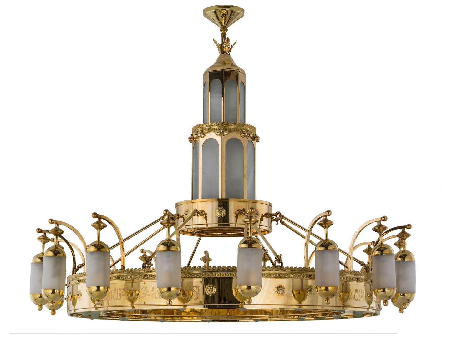 Meyda 42-Light Polished Brass Glass Cylinder Chandelier