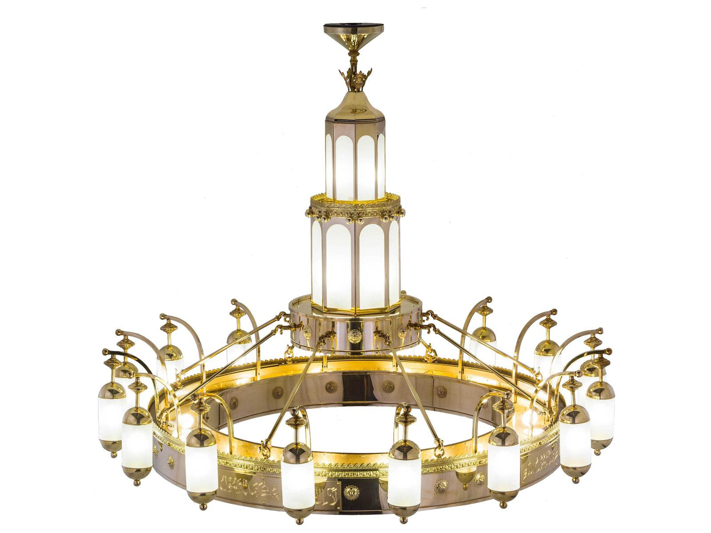 Meyda 42-Light Polished Brass Glass Cylinder Chandelier