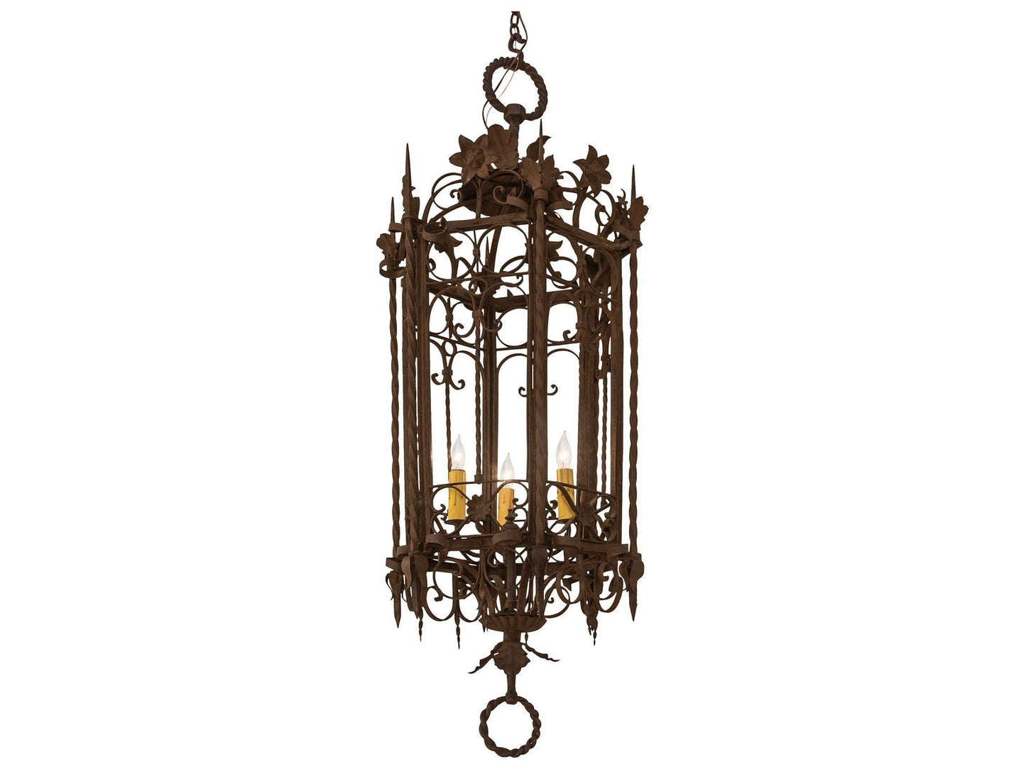 Meyda Gordes 3-Light Brown Candle Style Chandelier with Steel Frame