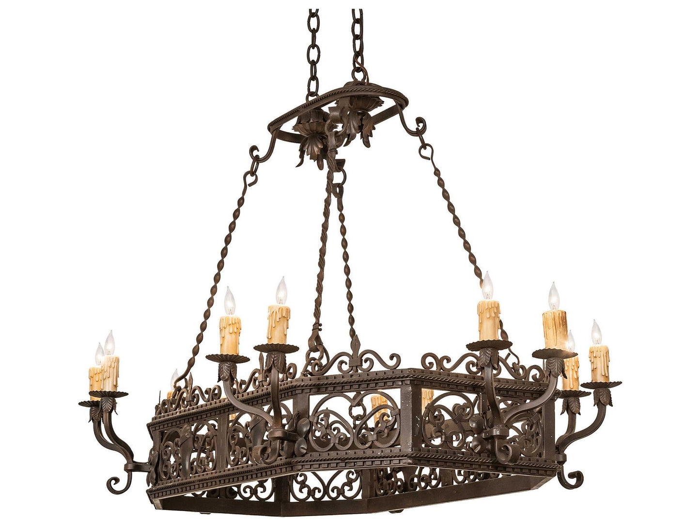Meyda 12-Light Pine Branch Candelabra Chandelier in Oil Rubbed Bronze