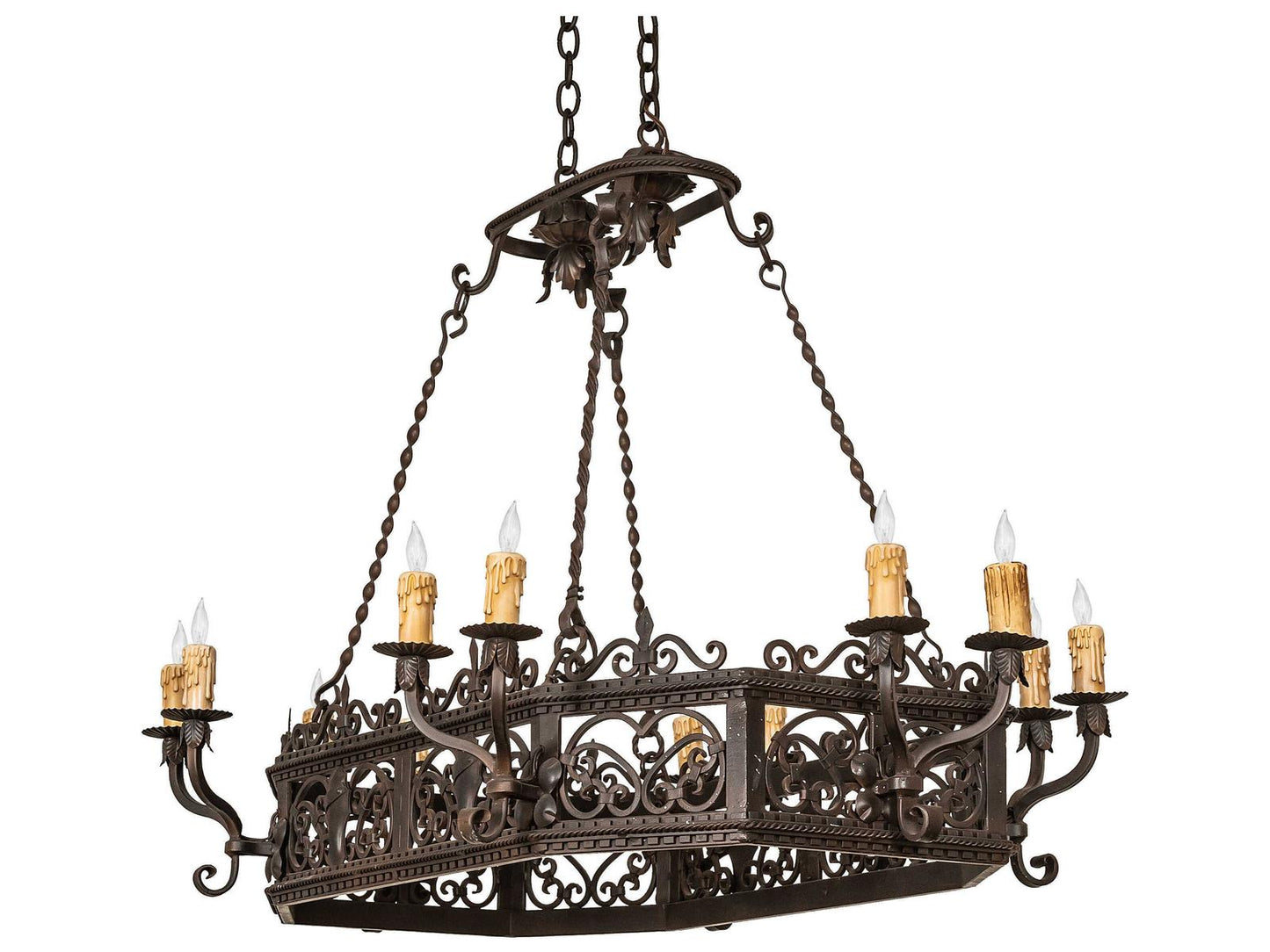 Meyda 12-Light Pine Branch Candelabra Chandelier in Oil Rubbed Bronze