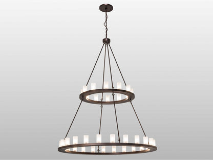 Meyda Loxley 36-Light Tiered Chandelier in Mahogany Bronze with Glass Cylinders
