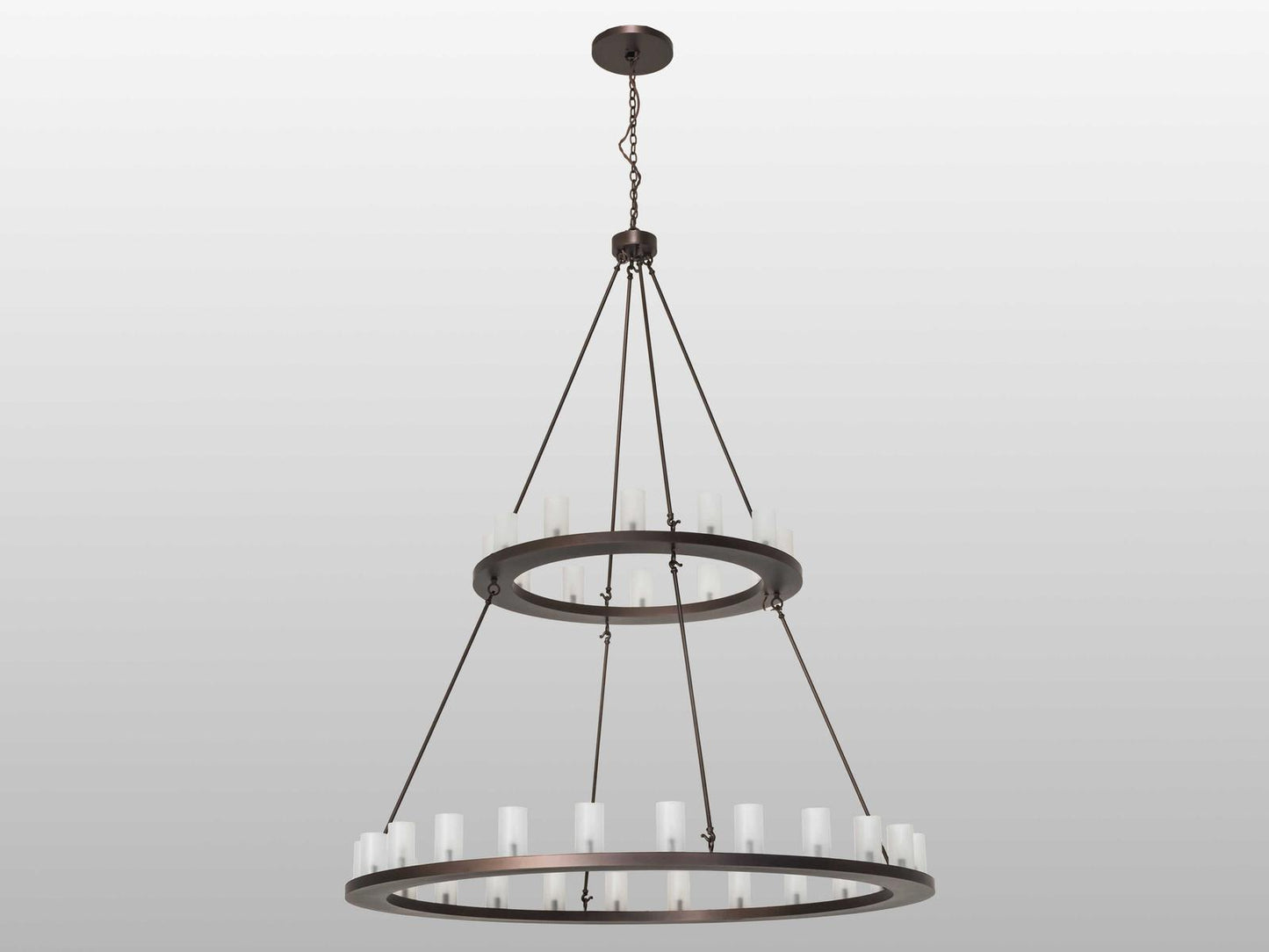 Meyda Loxley 36-Light Tiered Chandelier in Mahogany Bronze with Glass Cylinders