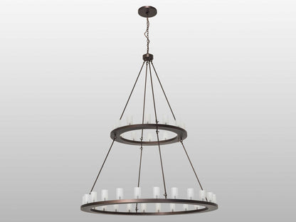 Meyda Loxley 36-Light Tiered Chandelier in Mahogany Bronze with Glass Cylinders