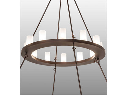 Meyda Loxley 36-Light Tiered Chandelier in Mahogany Bronze with Glass Cylinders