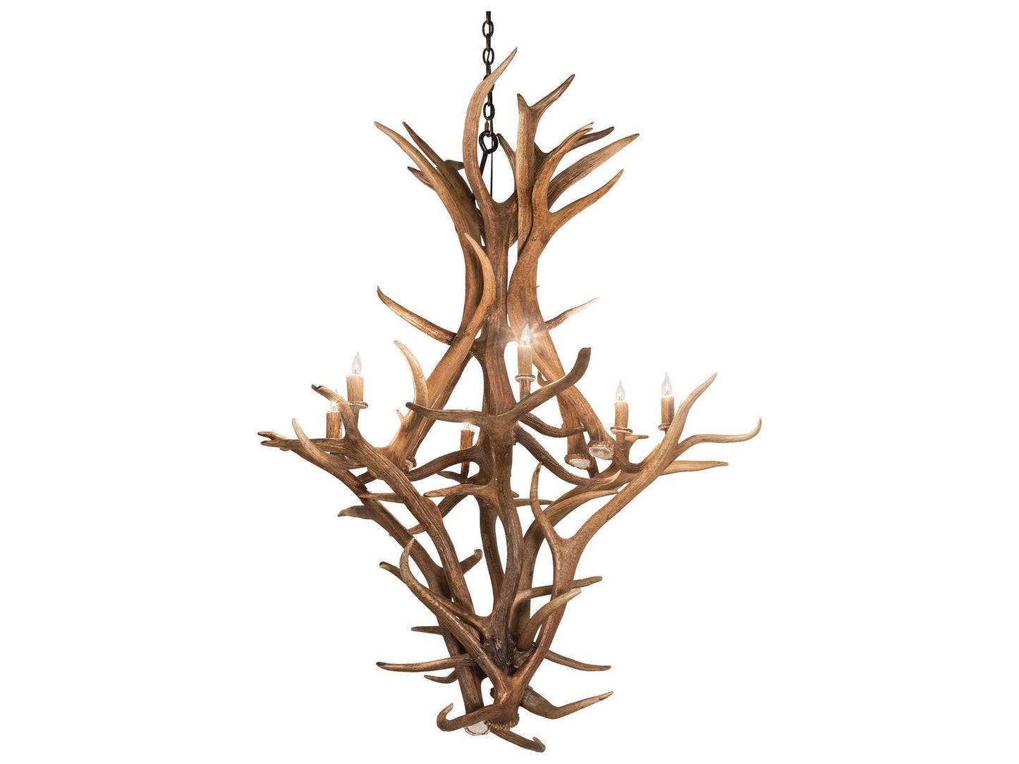 Meyda Antlers 8-Light Chandelier in Antique Copper