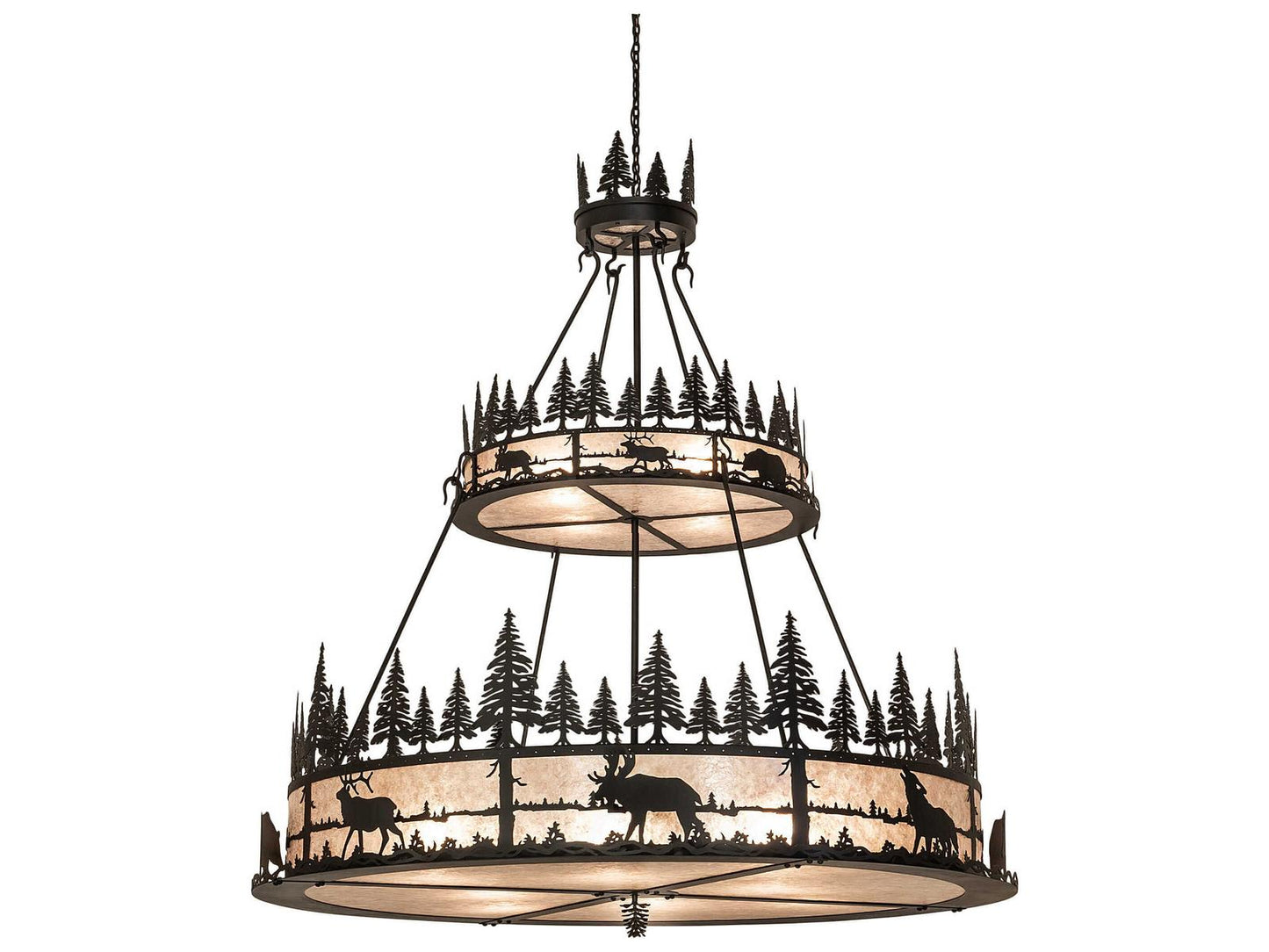 Meyda Wildlife At Dusk 12-Light Medium Base Tiered Chandelier in Textured Black