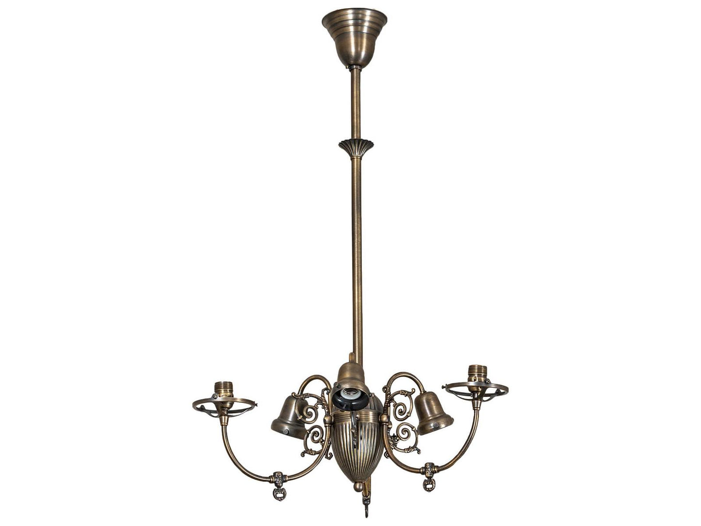 Meyda Revival Gas And Electric 6-Light Antique Brass Glass Geometric Chandelier